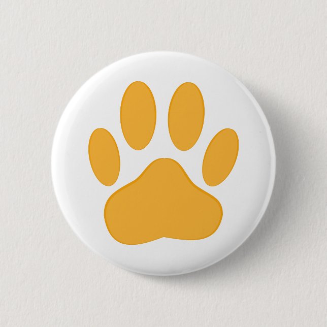 Bóton Redondo 5.08cm Pawprint de Cachorro Laranja (Frente)