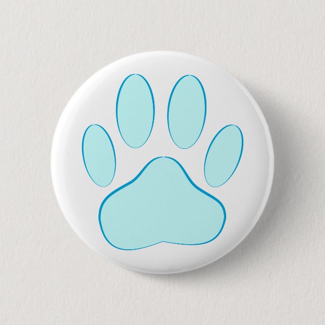 Bóton Redondo 5.08cm Pawprint do Cachorro Azul (Frente)