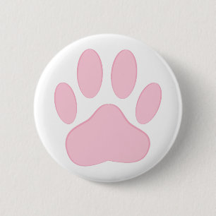 Bóton Redondo 5.08cm Pawprint do Cão Rosa