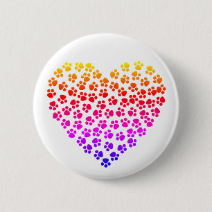 Bóton Redondo 5.08cm Pawprint Rainbow Heart