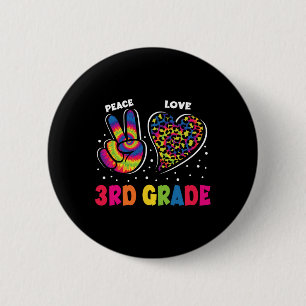 Bóton Redondo 5.08cm Paz Amor 3ª Série Leopardo Tie Dye Volta à Escola
