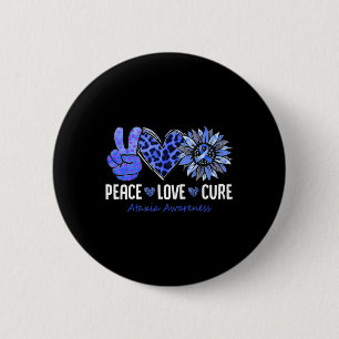 Bóton Redondo 5.08cm Paz Amor Cura Ataxia Consciência Mês Azul Sunflo
