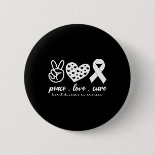 Bóton Redondo 5.08cm Paz Amor Cura Doença Cardíaca Consciência Mês Mulh