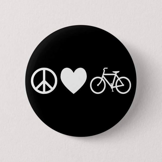 Bóton Redondo 5.08cm Paz Amor e Bicicletas (Frente)