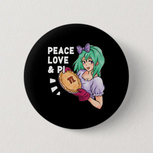 Bóton Redondo 5.08cm Paz, Amor E Pi - Março, 14 Pi Day Anime Math