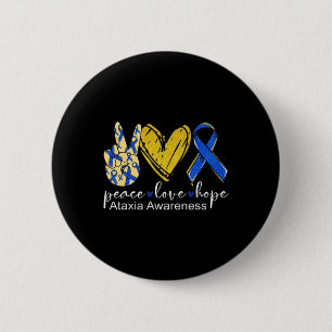 Bóton Redondo 5.08cm Paz Amor Esperança Consciência Ataxia Camisa Azul