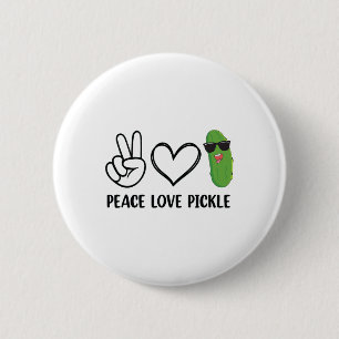 Bóton Redondo 5.08cm Paz Amor Picle Dançando Pepino Comida Picle Squ