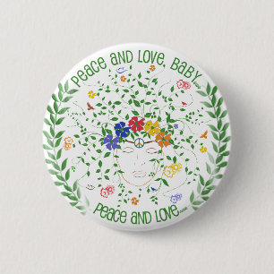 Bóton Redondo 5.08cm Paz e amor, bebê…