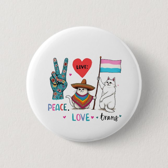 Bóton Redondo 5.08cm Paz e Transgênero LGBTQ Trans (Frente)