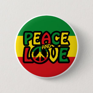 Bóton Redondo 5.08cm PEACE and LOVE, estilo reggag