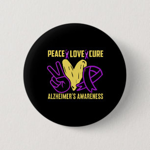 Bóton Redondo 5.08cm Peace Cure Love Alzheimer's Consciência