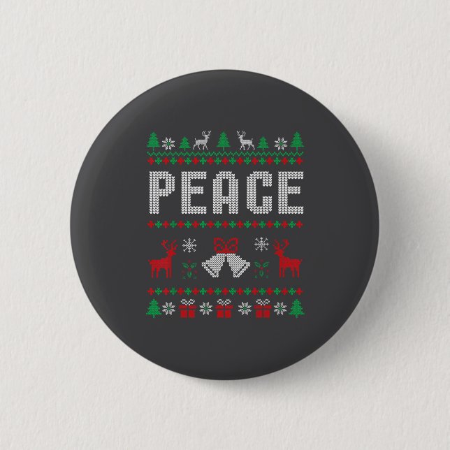 Bóton Redondo 5.08cm Peace I Come In Peace Couple Matching Ugly Christm (Frente)