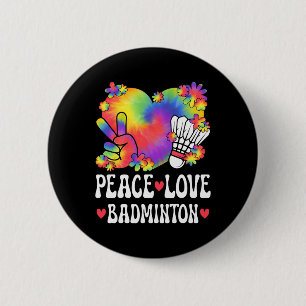 Bóton Redondo 5.08cm Peace Love Badminton Lover 60s 70s Hippie Outfit B