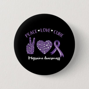 Bóton Redondo 5.08cm Peace Love Cure Migraine Awarness