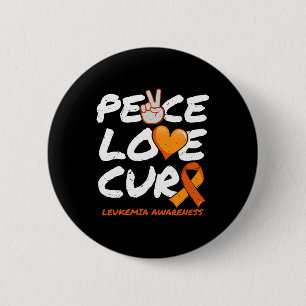 Bóton Redondo 5.08cm Peace Love Cure - Sensibilização para a Leucemia