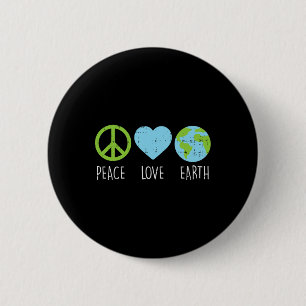Bóton Redondo 5.08cm Peace Love Earth Legal Hippie Hippy Environmentali