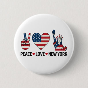 Bóton Redondo 5.08cm Peace Love New York