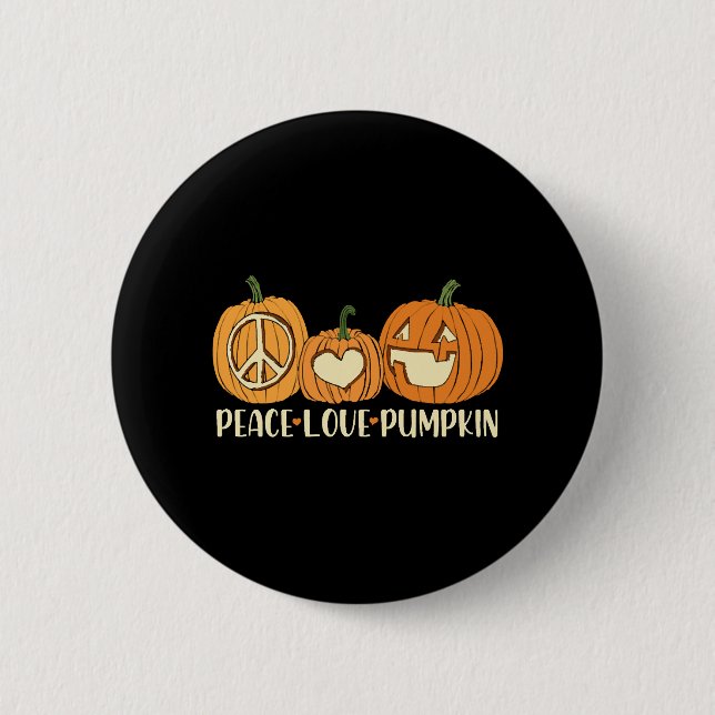 Bóton Redondo 5.08cm Peace Love Pumpkin Halloween (Frente)
