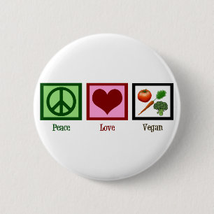 Bóton Redondo 5.08cm Peace Love Vegan