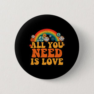 Bóton Redondo 5.08cm PEACE SIGN LOVE 60s 70s Tie Dye Hippie Costume Hal