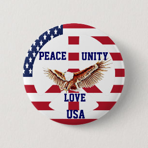 Bóton Redondo 5.08cm Peace,Unity,Love,USA_Button