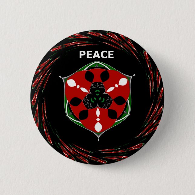 Bóton Redondo 5.08cm "Peace: with Shield Emblem" Art Impressão (Frente)