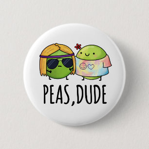 Bóton Redondo 5.08cm Peas Dude Cute Hippie Pea Pun