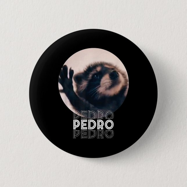 Bóton Redondo 5.08cm Pedro Racoon Dance Popular Internet Memache D (Frente)