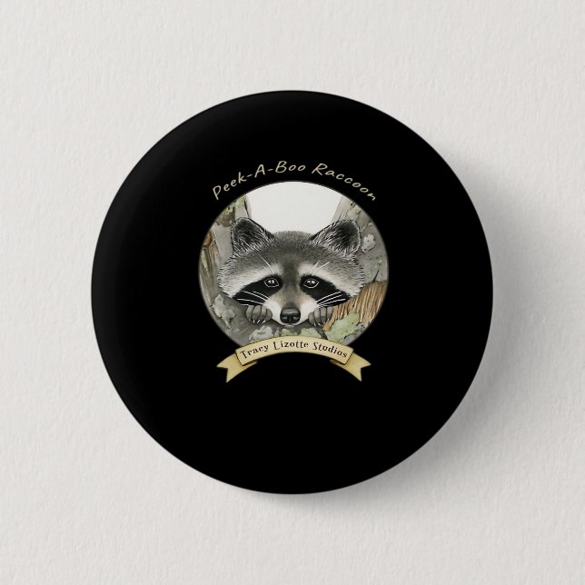 Bóton Redondo 5.08cm Peekabo Raccoon (Frente)