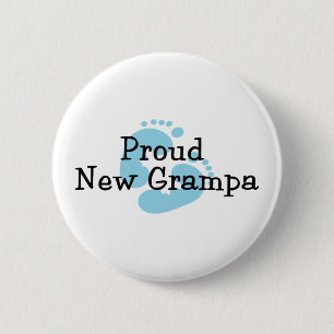 Bóton Redondo 5.08cm Pegadas novas orgulhosas do bebé de Grampa