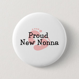 Bóton Redondo 5.08cm Pegadas novas orgulhosas do bebé de Nonna