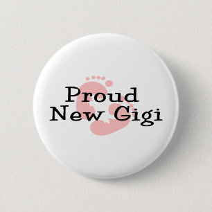 Bóton Redondo 5.08cm Pegadas Orgulhosas da Nova Bebê Gigi Menina