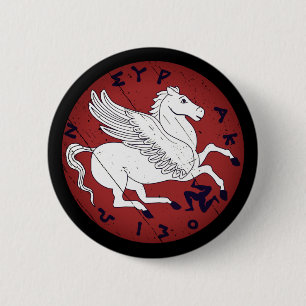 Bóton Redondo 5.08cm Pegasus, o cavalo branco da mitologia grega