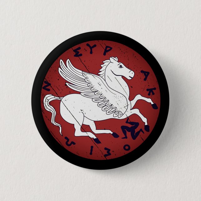 Bóton Redondo 5.08cm Pegasus, o cavalo branco da mitologia grega (Frente)