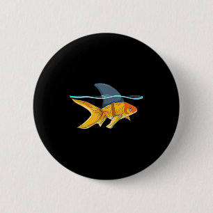 Bóton Redondo 5.08cm Peixe dourado com camiseta Fin Shark Engraçada