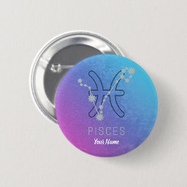 Bóton Redondo 5.08cm Peixes Constelação de Horoscópio com Sinal de Estr