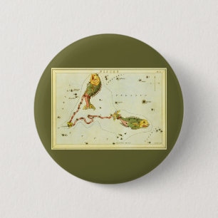 Bóton Redondo 5.08cm Peixes peixes, Espelho da constelação da Urânia