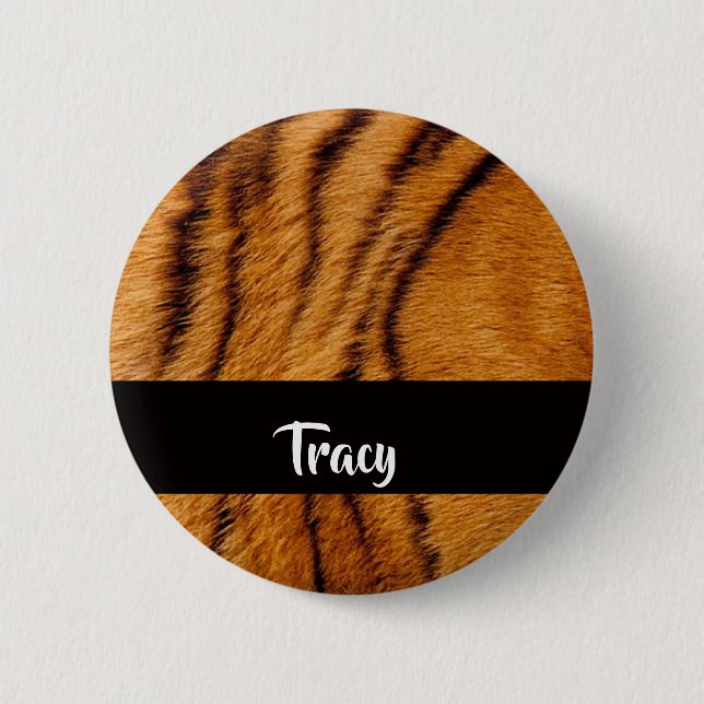 Bóton Redondo 5.08cm Pele do tigre de nome personalizado (Frente)