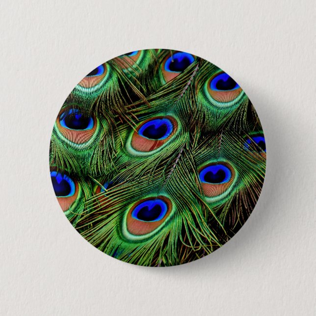 Bóton Redondo 5.08cm Penas de Peacock (Frente)