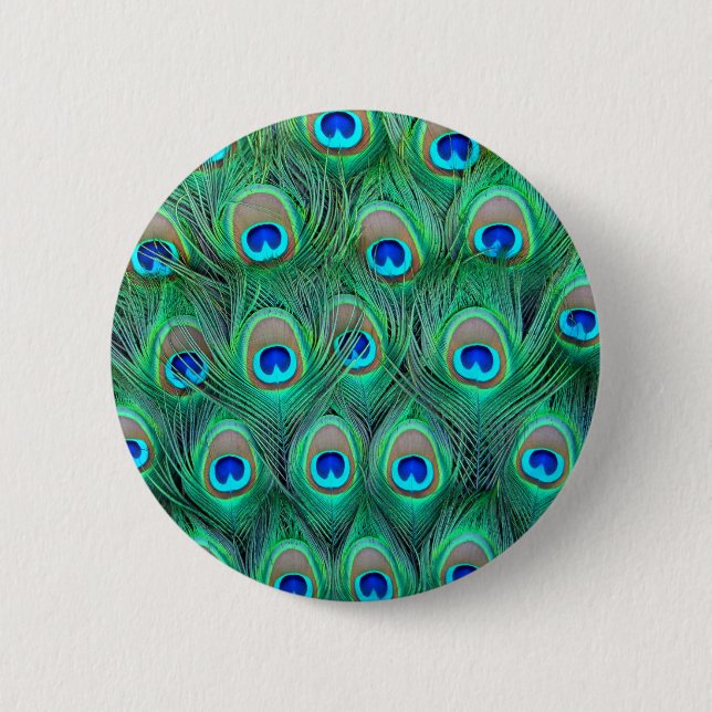 Bóton Redondo 5.08cm Penas de Peacock (Frente)