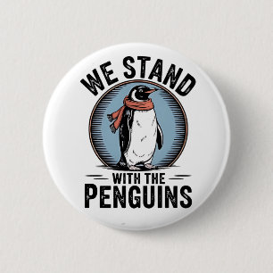 Bóton Redondo 5.08cm Penguin Engraçado Resiste Protesto Contra Tarrifs