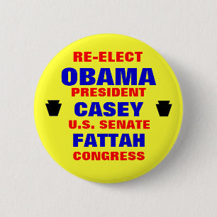 Bóton Redondo 5.08cm Pensilvânia para Obama Casey Fattah