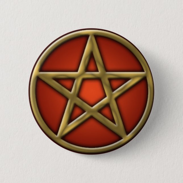 Bóton Redondo 5.08cm Pentacle Dourado no fogo (Frente)