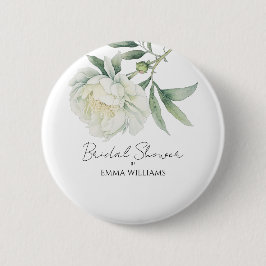 Bóton Redondo 5.08cm Peônia Flor de Aquarela | Chá de Noiva