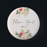 Bóton Redondo 5.08cm Peony e Crachá de Flor de Sangue de Folha Ouro<br><div class="desc">Projetado para coordenar com a nossa coleção Peony e Dourada, este crachá de flores que combinam com flores, rosa e ouro, contém flores de pénia com folhagem verde num fundo de aquarela. Para personalização mais avançada deste design, por exemplo, alteração do layout, da fonte ou do tamanho do texto, clique...</div>