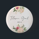 Bóton Redondo 5.08cm Peony e Crachá de Flor de Sangue de Folha Ouro<br><div class="desc">Projetado para coordenar com a nossa coleção Peony e Dourada, este crachá de flores que combinam com flores, rosa e ouro, contém flores de pénia com folhagem verde num fundo de aquarela. Para personalização mais avançada deste design, por exemplo, alteração do layout, da fonte ou do tamanho do texto, clique...</div>