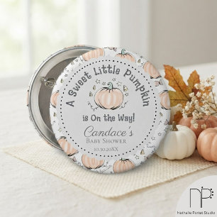 Bóton Redondo 5.08cm Pequeno Broche de Chás de Bebê de Outono Abóbora