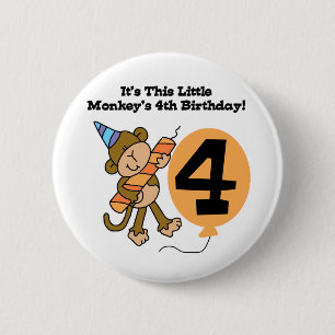 Bóton Redondo 5.08cm Pequeno Macaco 4º Camisetas e presentes de anivers