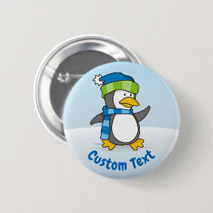 Bóton Redondo 5.08cm Pequeno pinguim andando na neve