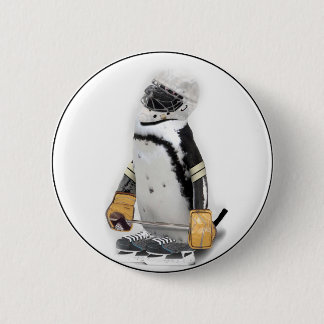 Bóton Redondo 5.08cm Pequeno Pinguim Vestindo Hockey Gear